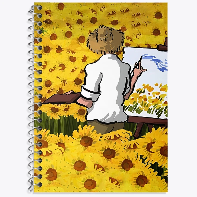 دفتر زبان 50 برگ خندالو مدل سه خط طرح ونسان ونگوگ کد F4979