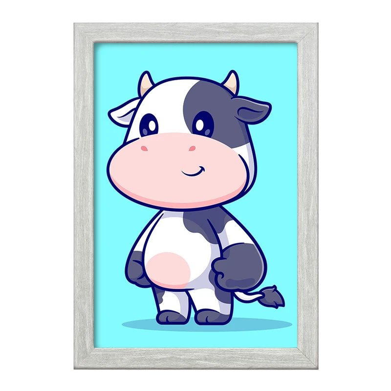 تابلو خندالو طرح حیوانات بامزه گاو کد 29712