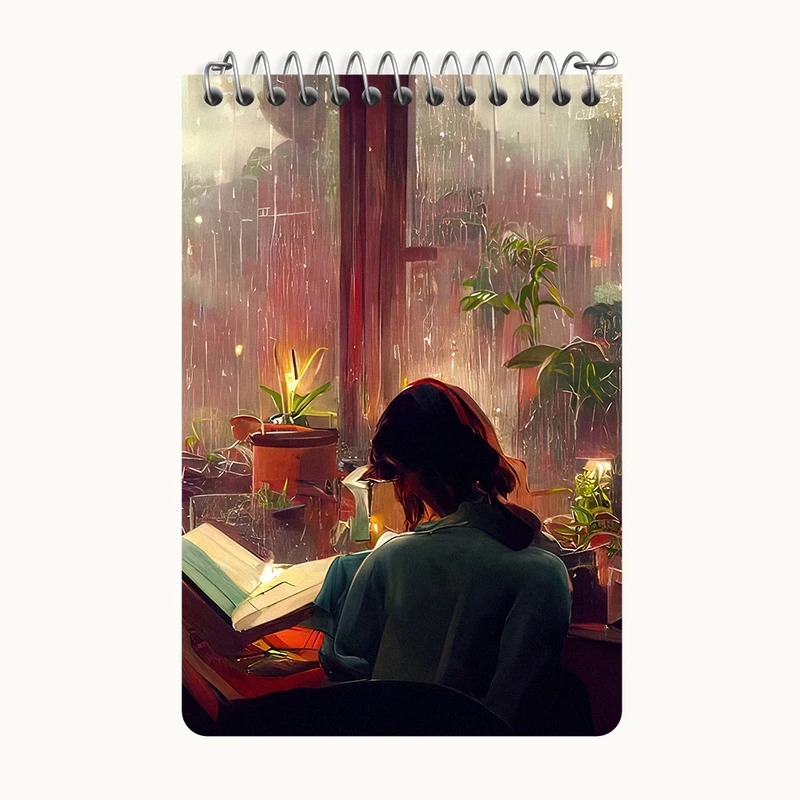 دفتر یادداشت 50 برگ خندالو طرح دختر کتابخوان کد F10975