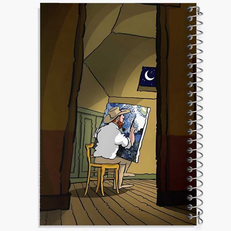 دفتر مشق 50 برگ خندالو طرح ونسان ونگوگ کد F8796