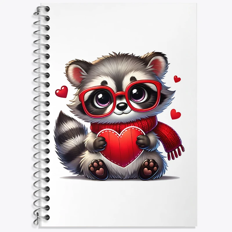 دفتر زبان 50 برگ خندالو مدل دو خط طرح راکون بامزه کد F11723