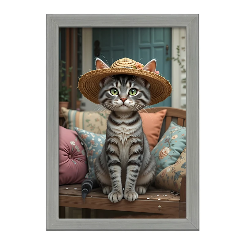 تابلو خندالو طرح گربه کلاه به سر کد F12585