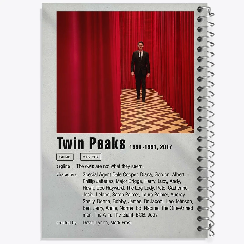 دفتر ژورنال نویسی 50 برگ خندالو مدل نقطه ای طرح توئین پیکس (Twin Peaks) کد F11288