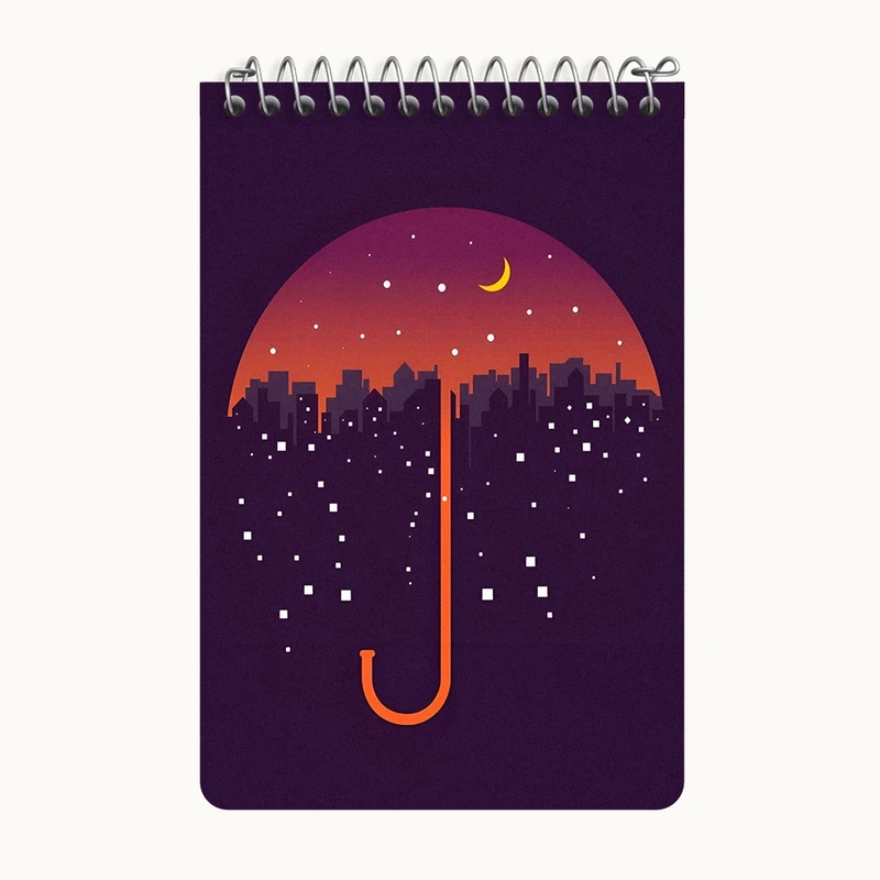 دفتر یادداشت 50 برگ خندالو طرح چتر و شهر کد F8912