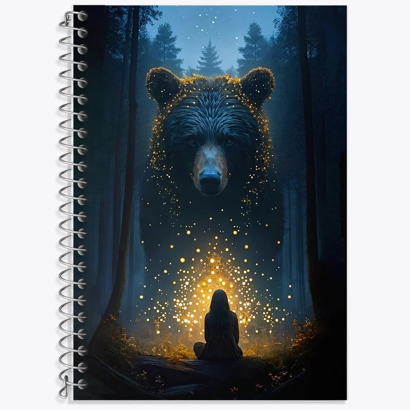 دفتر زبان 50 برگ خندالو مدل سه خط طرح دختر و خرس کد F8883