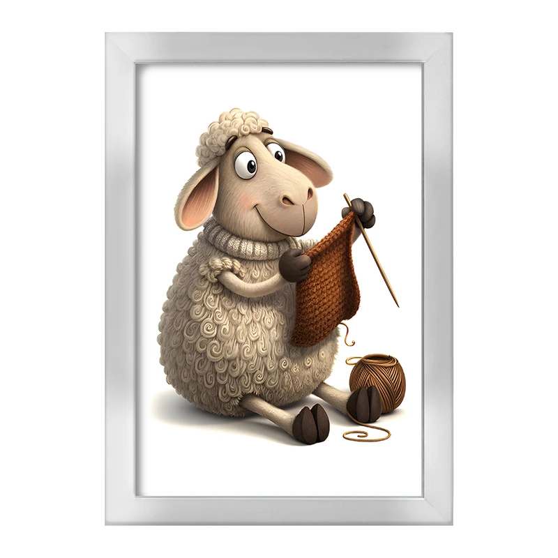 تابلو خندالو طرح گوسفند بافنده کد F8036