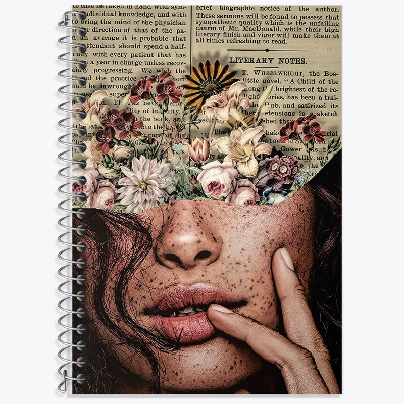 دفتر زبان 50 برگ خندالو مدل دو خط طرح دختر و گل کد F10707