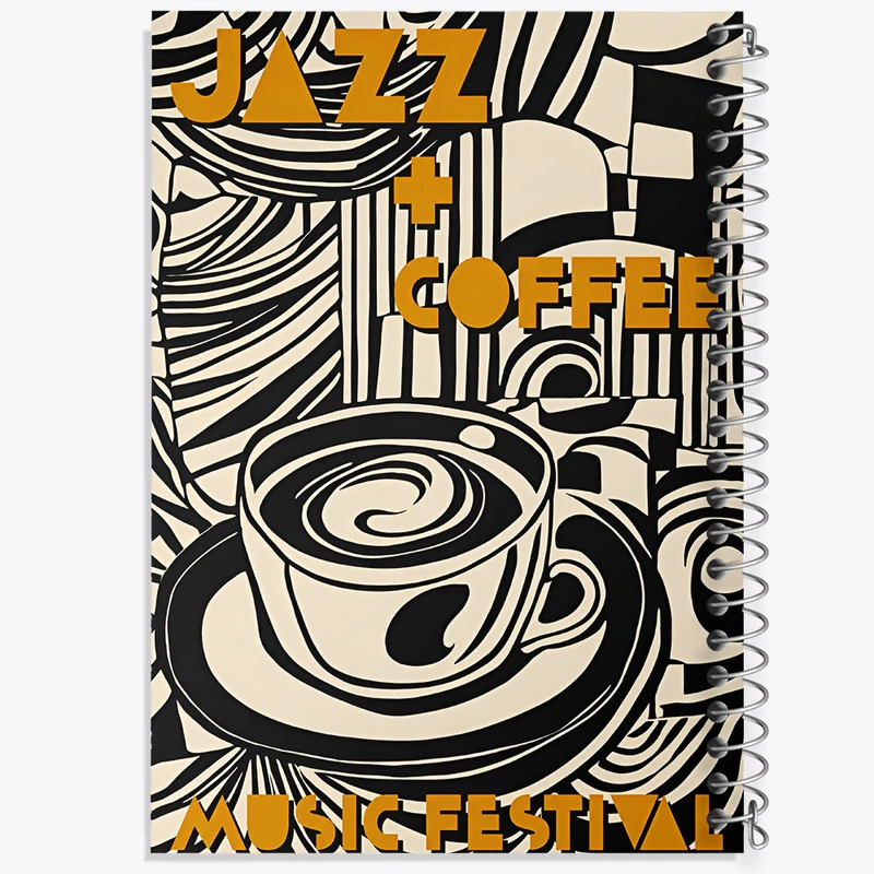 دفتر مشق 50 برگ خندالو طرح فنجان قهوه و موزیک کد F10119