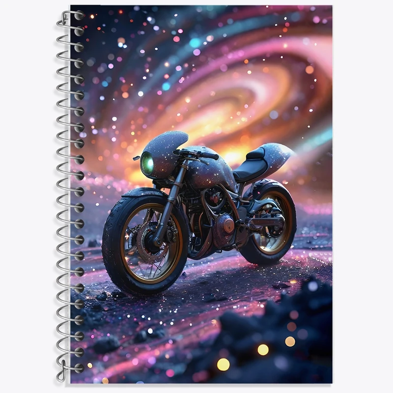 دفتر زبان 50 برگ خندالو مدل سه خط طرح موتور و کهکشان کد F11523