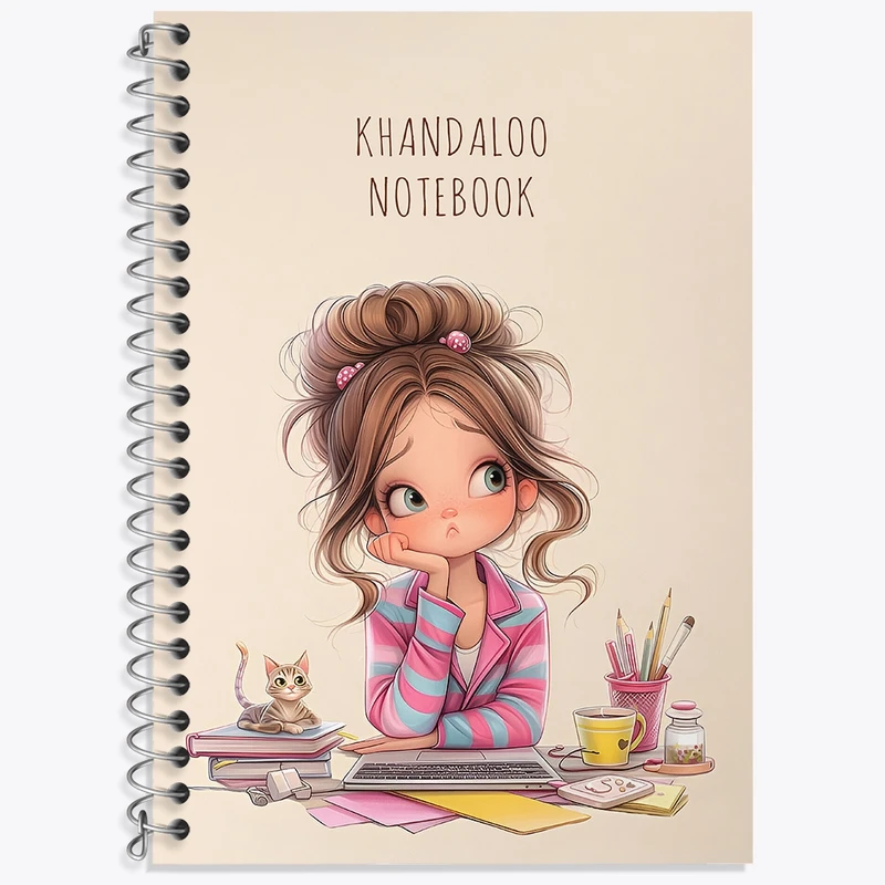 دفتر زبان 50 برگ خندالو مدل سه خط طرح دخترانه کیوت کد N9429