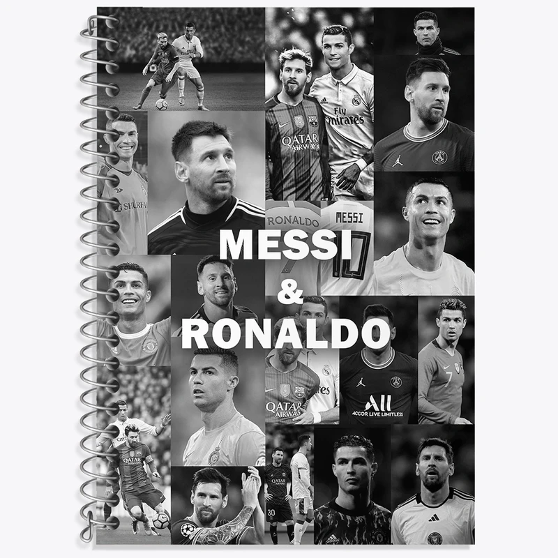 دفتر زبان 50 برگ خندالو مدل سه خط طرح مسی و رونالدو (Messi and Ronaldo) کد N9178