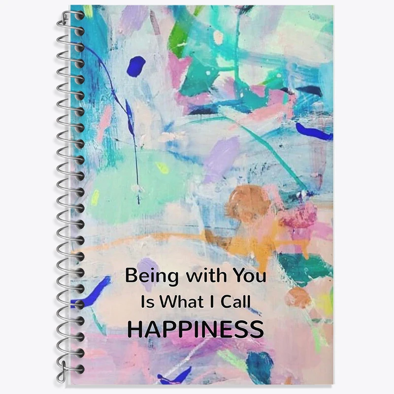 دفتر زبان 50 برگ خندالو مدل دو خط طرح Being With You Is What I Call Happiness کد F11541