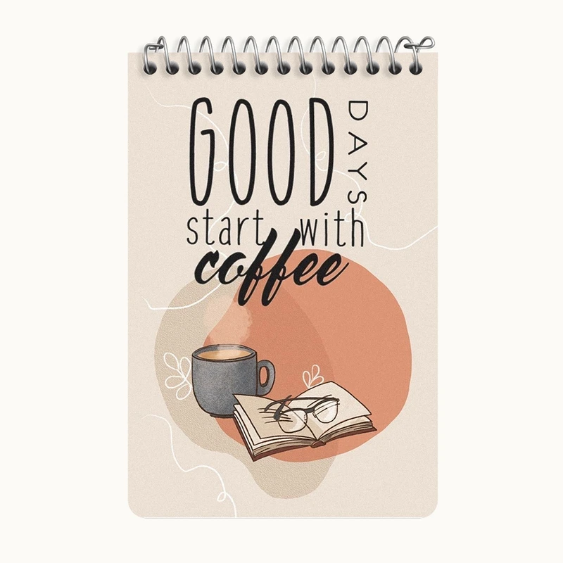 دفتر یادداشت 50 برگ خندالو طرح Good Days Start With Coffee کد F11042