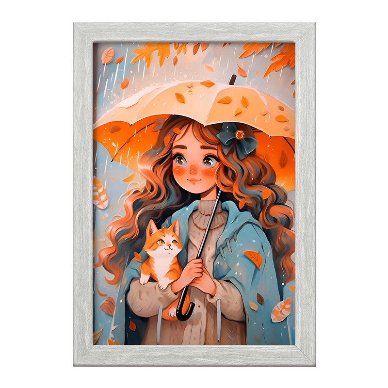 تابلو خندالو طرح دختر و گربه بامزه کد F6879