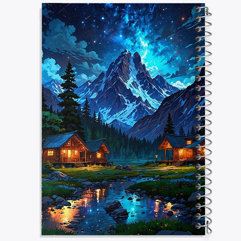 دفتر مشق 50 برگ خندالو طرح منظره شب کد F3131