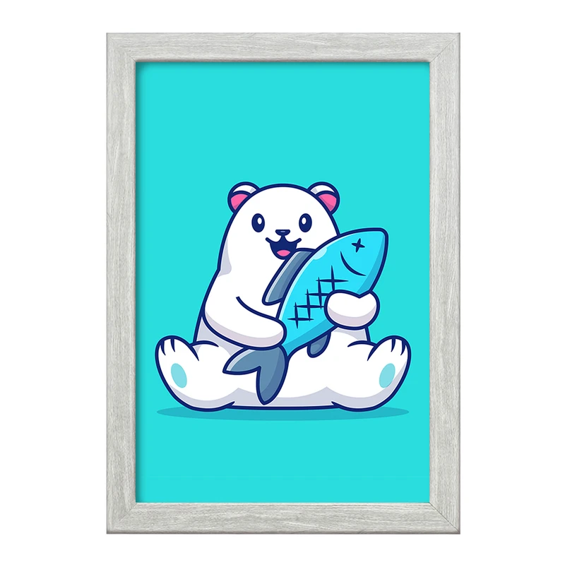 تابلو خندالو طرح حیوانات بامزه خرس قطبی کد 29734