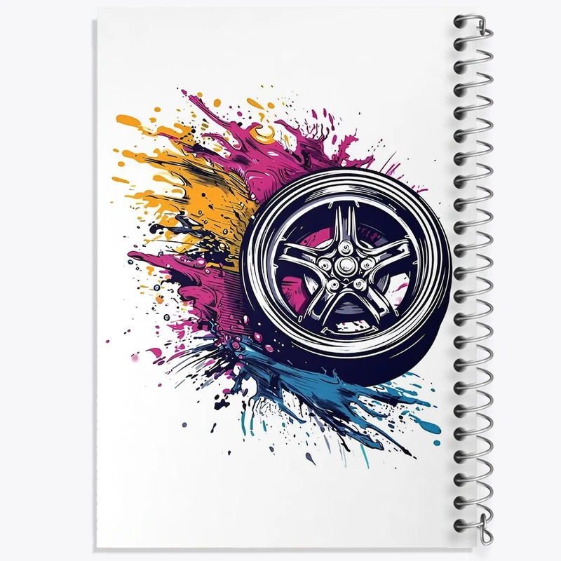 دفتر ژورنال نویسی 50 برگ خندالو مدل نقطه ای طرح لاستیک ماشین کد F4179