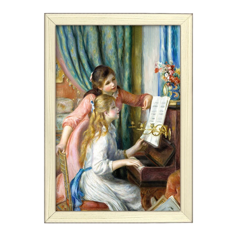 تابلو خندالو طرح نقاشی دختران جوان در کنار پیانو اثر پیر آگوست رنوآر کد F12205