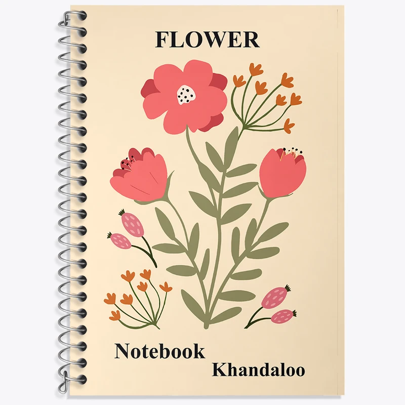 دفتر زبان دوخط 50 برگ خندالو طرح گل گلی کد N7023
