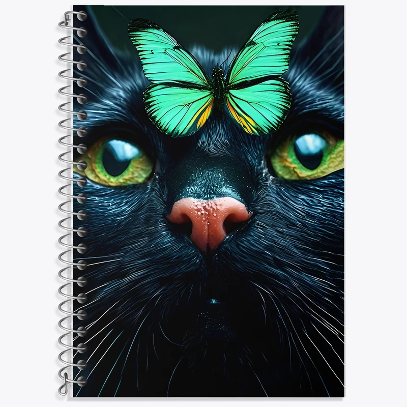 دفتر لغت 50 برگ خندالو طرح گربه سیاه و پروانه کد F8949