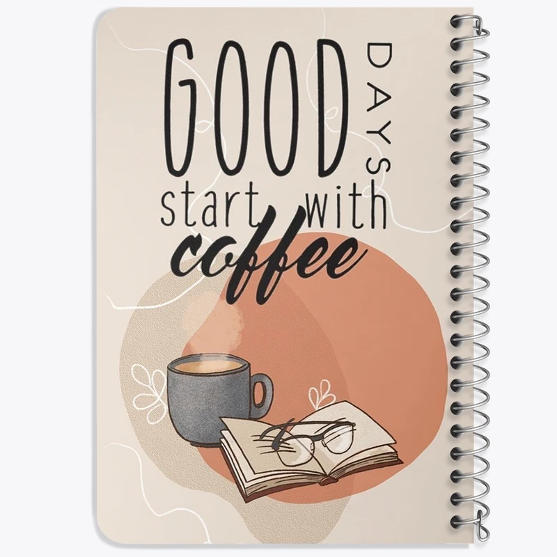 دفتر یادداشت 50 برگ خندالو طرح Good Days Start With Coffee کد F11042