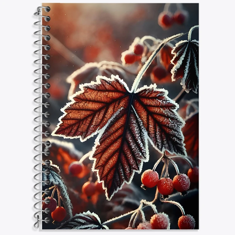 دفتر زبان 50 برگ خندالو مدل سه خط طرح برگ پاییزی کد F9974