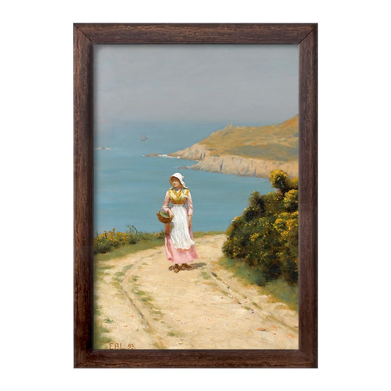 تابلو خندالو طرح نقاشی دختری در مسیر ساحلی اثر ادموند بلر لیتون کد F12457
