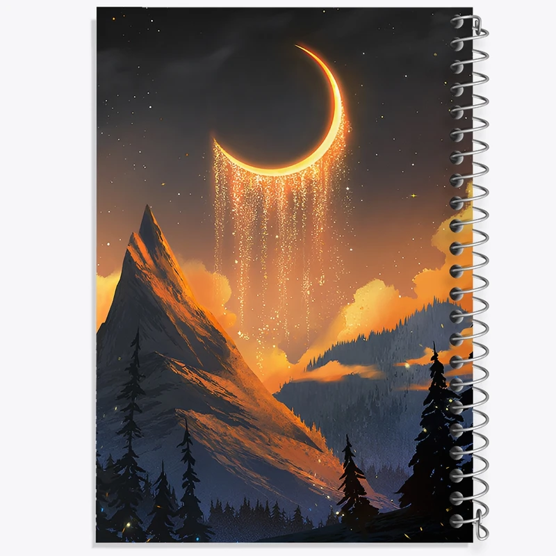 دفتر ژورنال نویسی 50 برگ خندالو مدل نقطه ای طرح کوه و ماه کد F12542