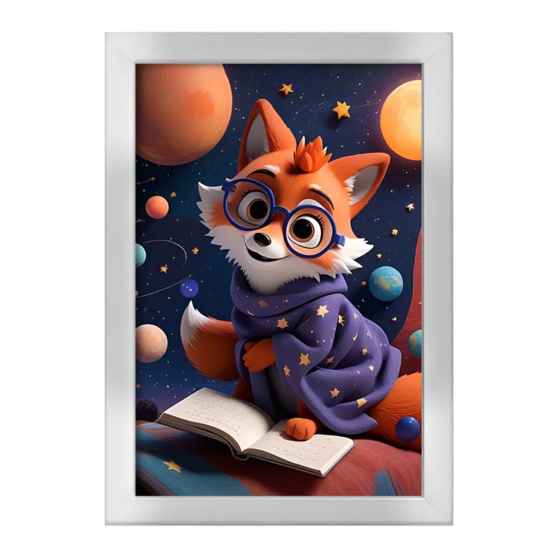 تابلو خندالو طرح روباه عشق فضا کد F12632