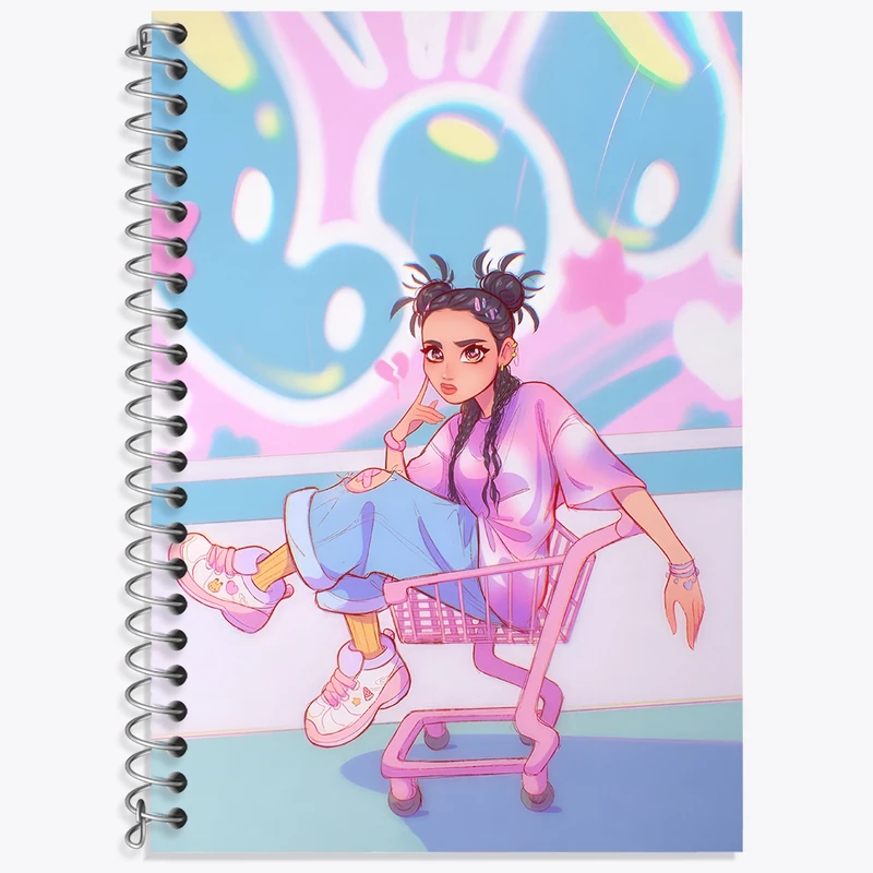 دفتر زبان 50 برگ خندالو مدل دو خط طرح دخترانه فانتزی کد N8199