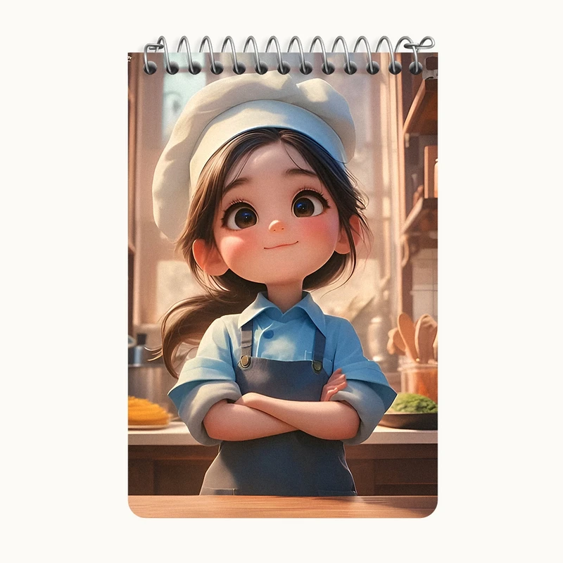 دفتر یادداشت 50 برگ خندالو طرح دختر آشپز کد F7259