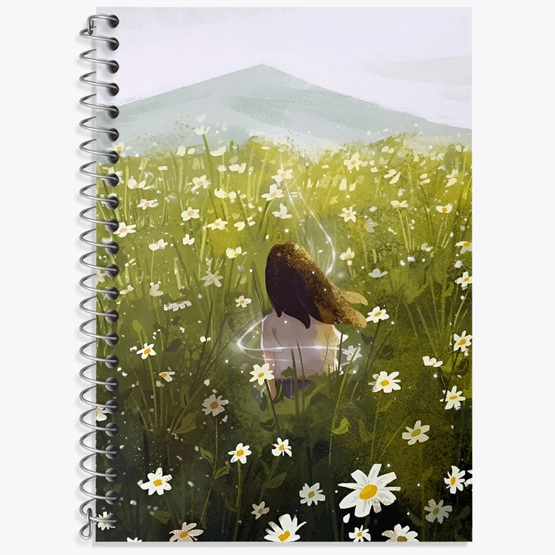 دفتر لغت 50 برگ خندالو طرح دختر در دشت گل کد N6300