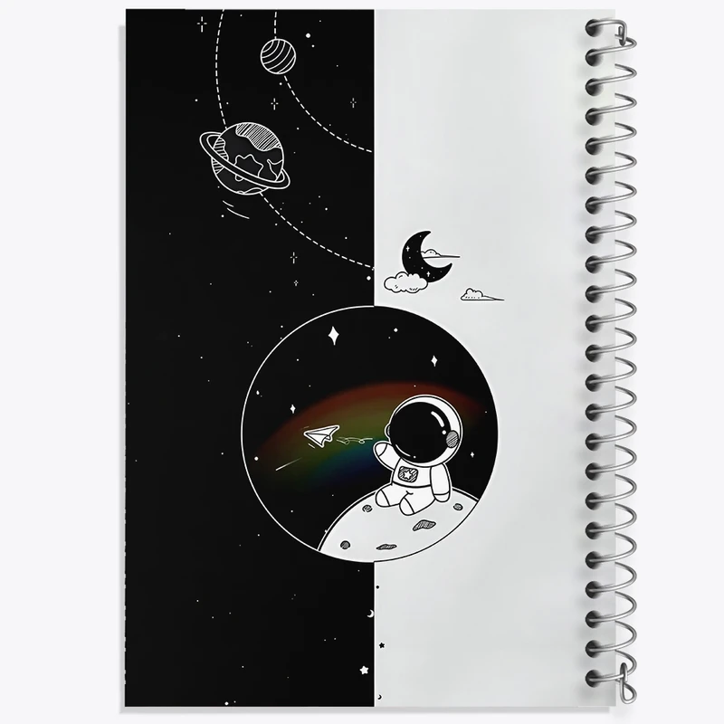 دفتر ژورنال نویسی 50 برگ خندالو مدل نقطه ای طرح فضانورد کد F3788