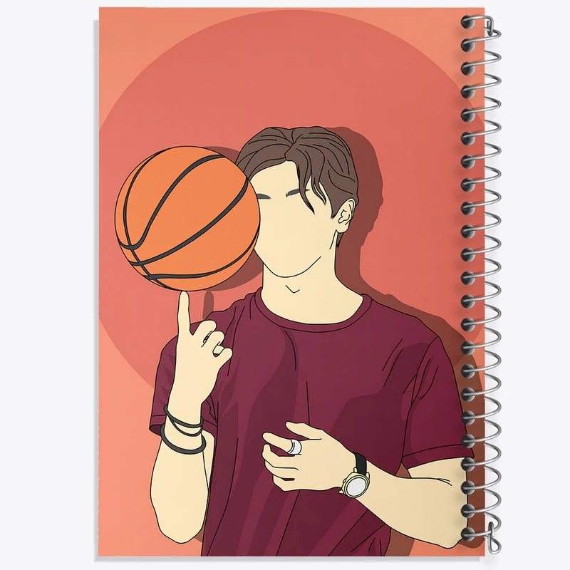 دفتر شطرنجی 50 برگ خندالو طرح پسر و توپ بسکتبال کد F3241