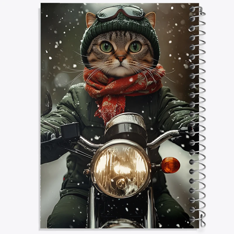 دفتر مشق 100 برگ خندالو طرح گربه موتورسوار کد F12078