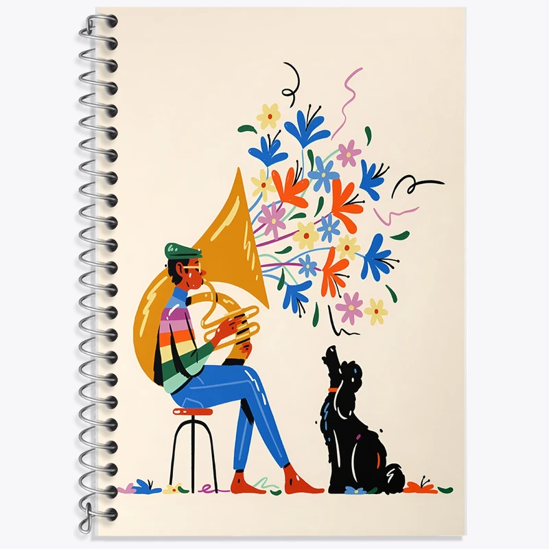 دفتر زبان 50 برگ خندالو مدل سه خط طرح موسیقی کد F8847