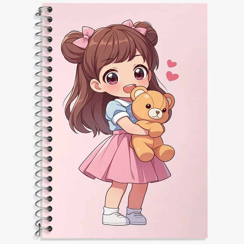 دفتر زبان دوخط 50 برگ خندالو طرح دخترانه کیوت کد F3622