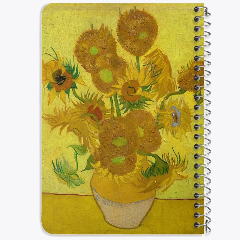 دفتر یادداشت 50 برگ خندالو طرح گلدان آفتابگردان ونسان ونگوگ (Van Gogh) کد 36819