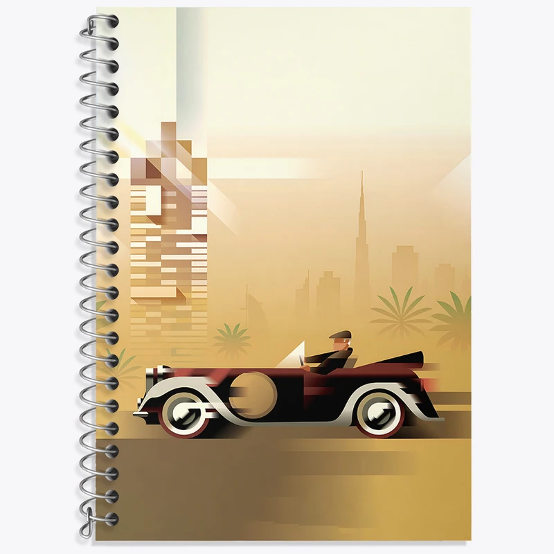 دفتر زبان 50 برگ خندالو مدل دو خط طرح ماشین کلاسیک کد F4961