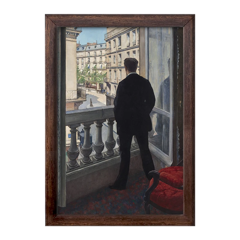 تابلو خندالو طرح نقاشی مرد جوان در کنار پنجره‌ اثر گوستاو کایبوت کد F12337