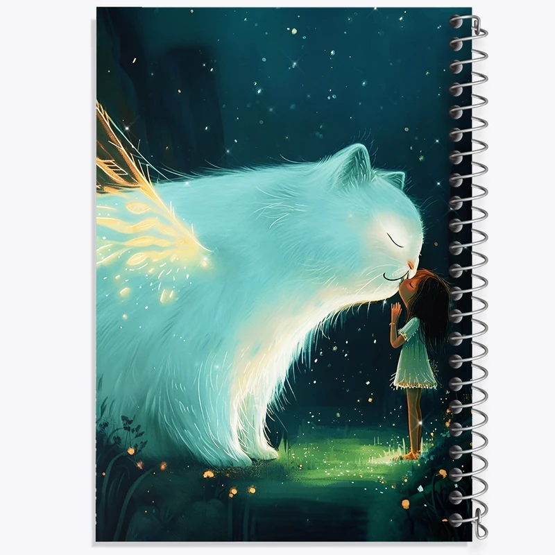 دفتر شطرنجی 50 برگ خندالو طرح دختر و گربه کد F4887