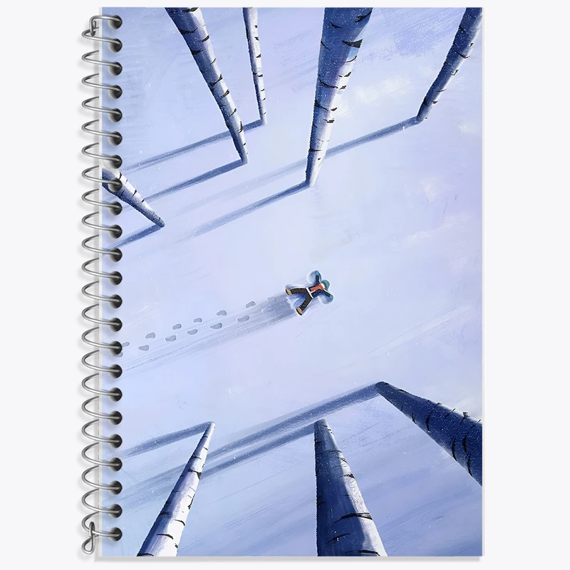 دفتر زبان 50 برگ خندالو مدل دو خط طرح جنگل برفی کد F8717