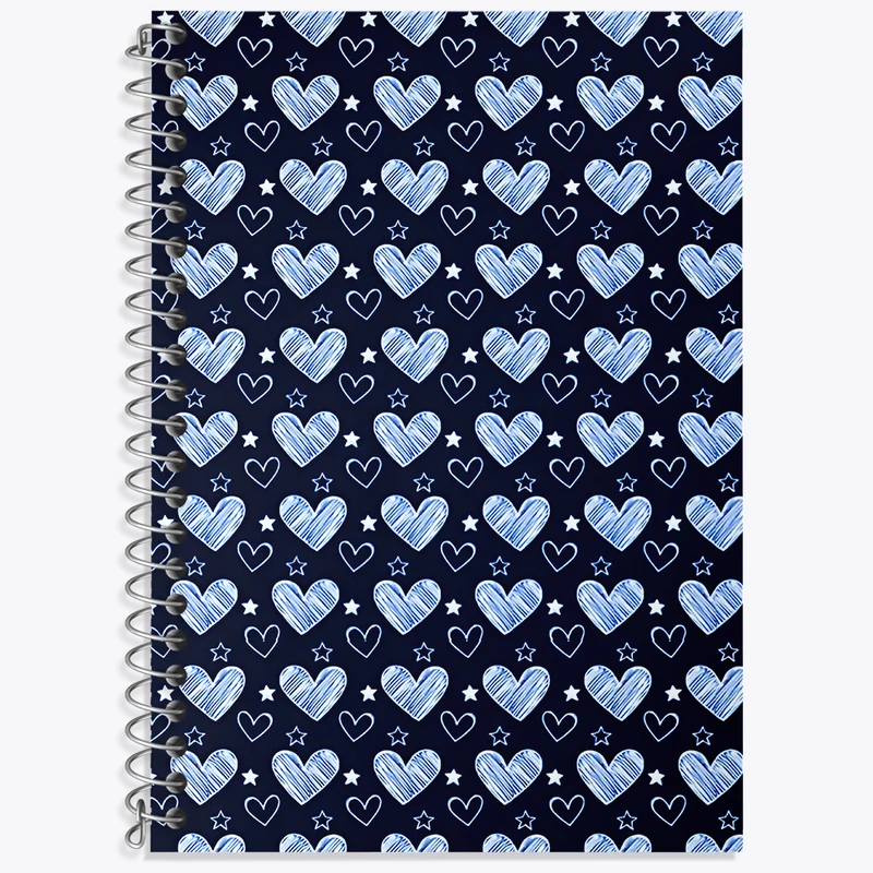 دفتر زبان 50 برگ خندالو مدل دو خط طرح پترن قلبی کد N6066