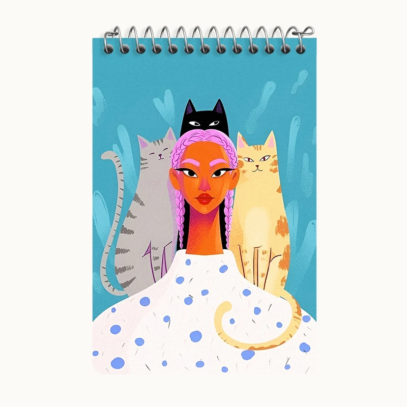 دفتر یادداشت 50 برگ خندالو طرح دختر و گربه کد F4474