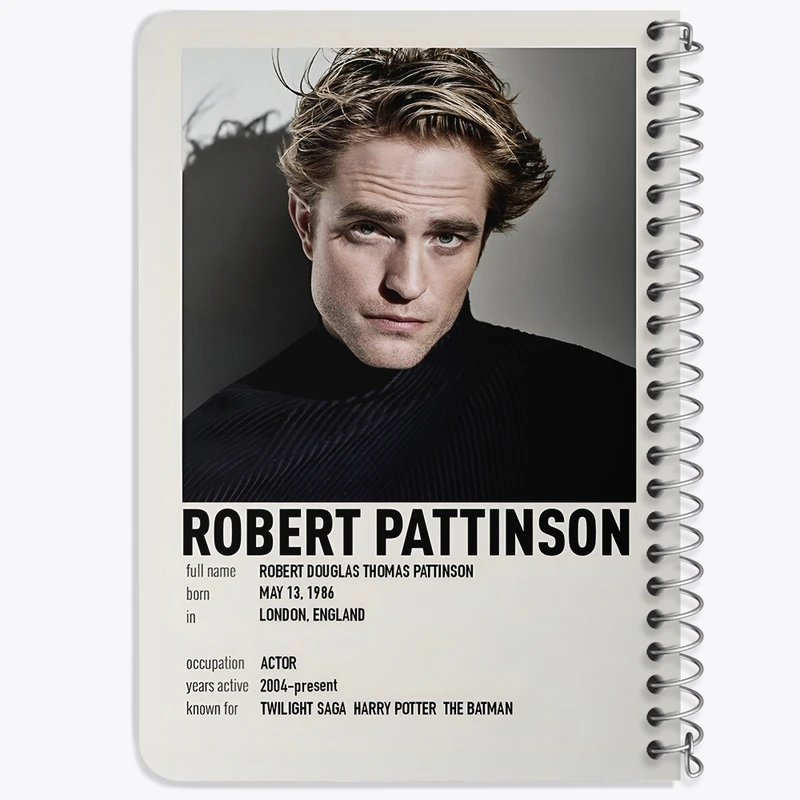 دفتر یادداشت 50 برگ خندالو طرح رابرت پتینسون (Robert Pattinson) کد F13145
