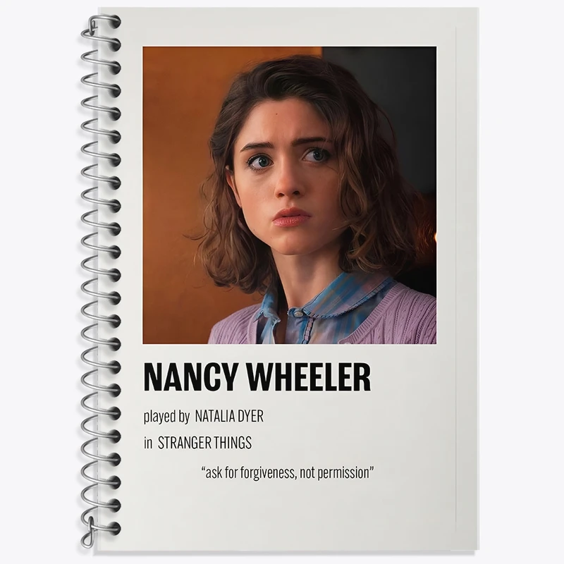 دفتر زبان 50 برگ خندالو مدل سه خط طرح نانسی ویلر (Nancy Wheeler) کد F13047