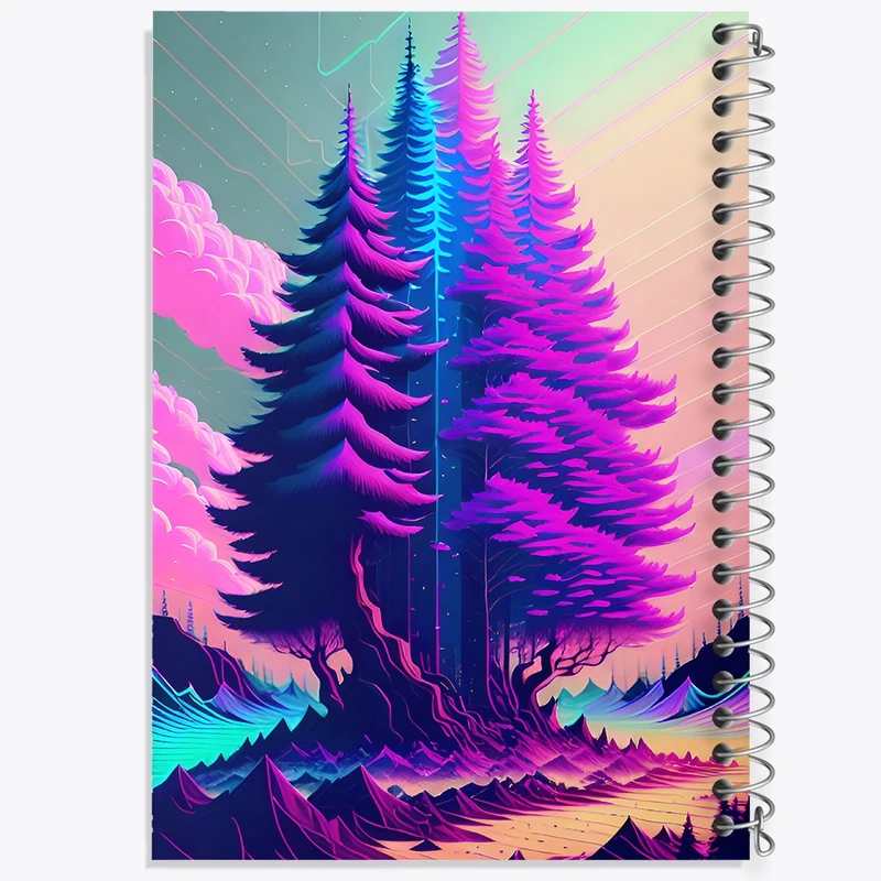 دفتر شطرنجی 50 برگ خندالو طرح درخت بنفش کد F4344