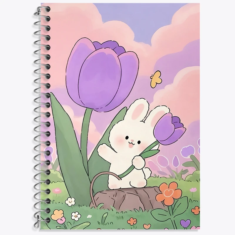 دفتر زبان 50 برگ خندالو مدل دو خط طرح خرگوش کیوت کد N9156