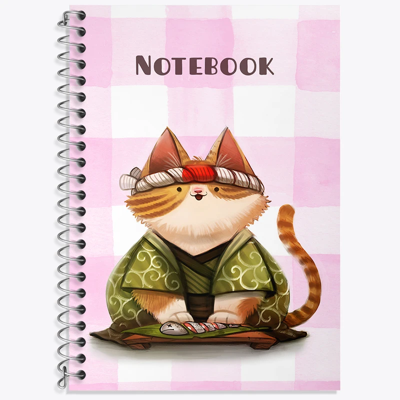 دفتر زبان 50 برگ خندالو مدل دو خط طرح گربه ژاپنی کد N6551