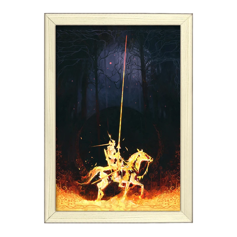 تابلو خندالو طرح شوالیه در شعله های آتش کد F1118